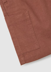 Children'S Regular Fit Brown Linen Blend Shorts With Cargo Pockets
