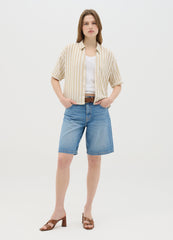 Beige And White Striped Linen And Viscose Shirt