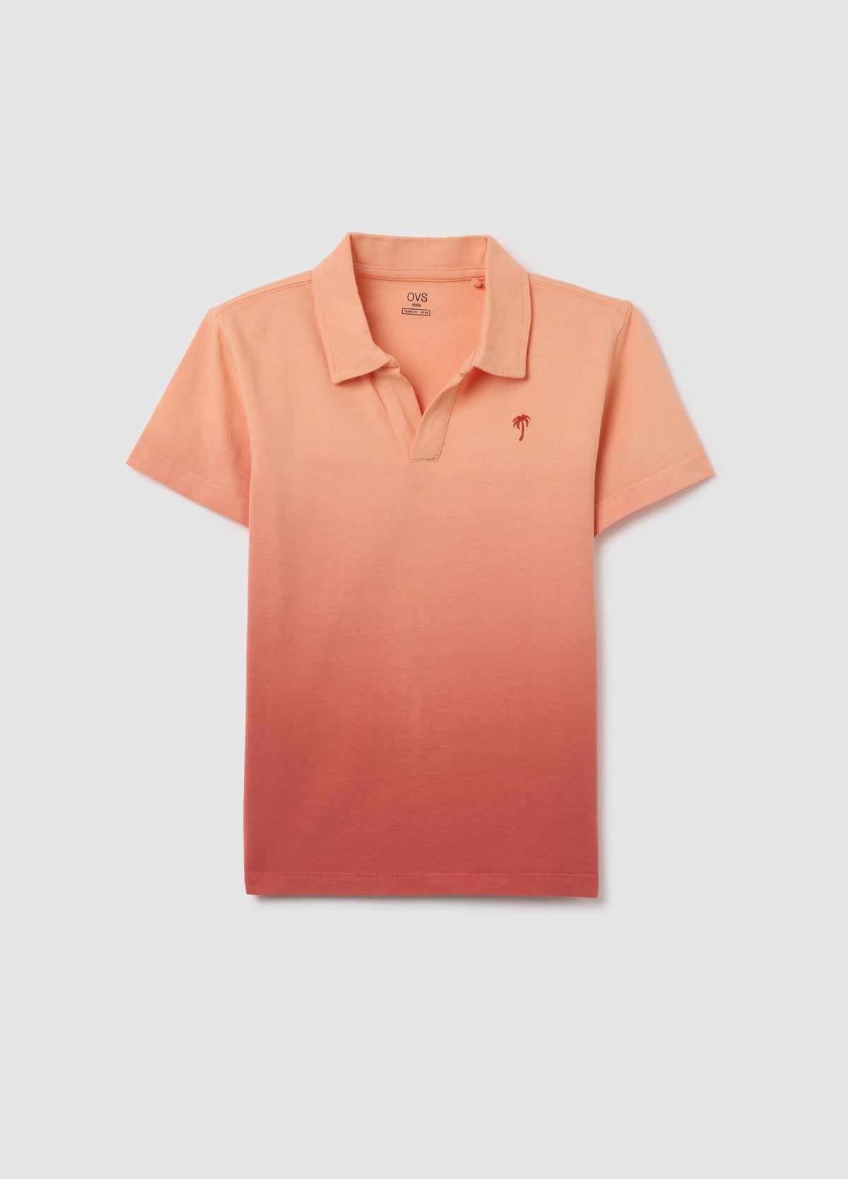 Short-Sleeved Polo In Pure Faded Orange Cotton
