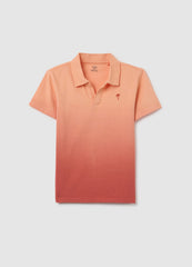 Short-Sleeved Polo In Pure Faded Orange Cotton