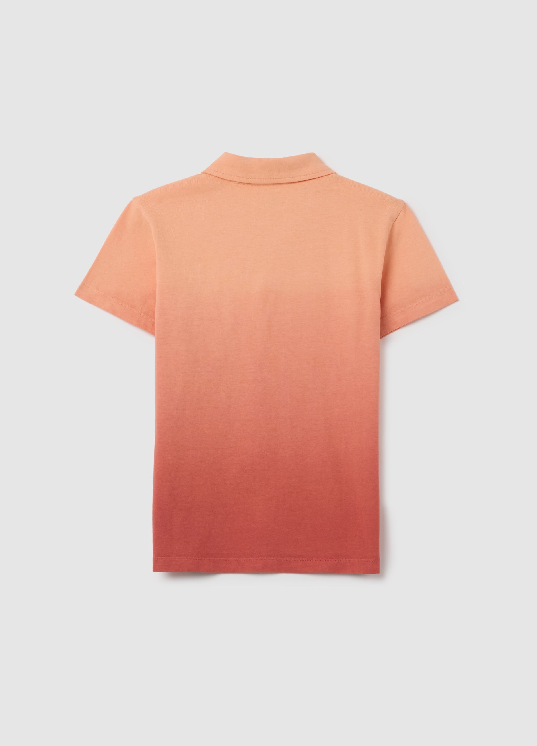 Short-Sleeved Polo In Pure Faded Orange Cotton