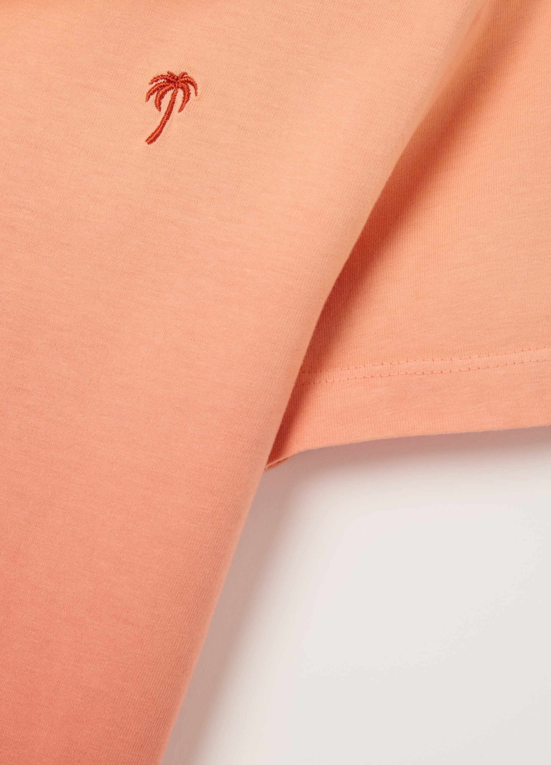 Short-Sleeved Polo In Pure Faded Orange Cotton