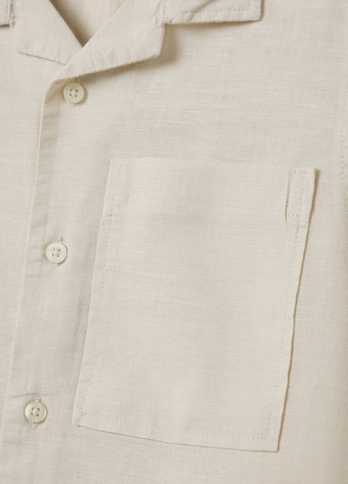 Children'S Beige Linen Blend Shirt Regular Fit With Applied Pocket