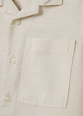 Children'S Beige Linen Blend Shirt Regular Fit With Applied Pocket