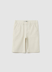 Beige Linen-Cotton Blend Regular Fit Boy'S Shorts With Two Back Pockets