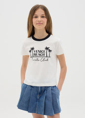 White T-Shirt With ''Venice Beach Print''