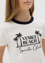 White T-Shirt With ''Venice Beach Print''