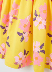 Yellow Pure Cotton Girl'S Dress, Regular Fit