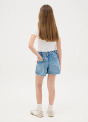 Blue Cotton Denim Shorts For Girls