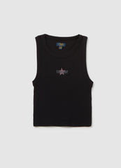Girls' Black Stretch Cotton Fitted Vest