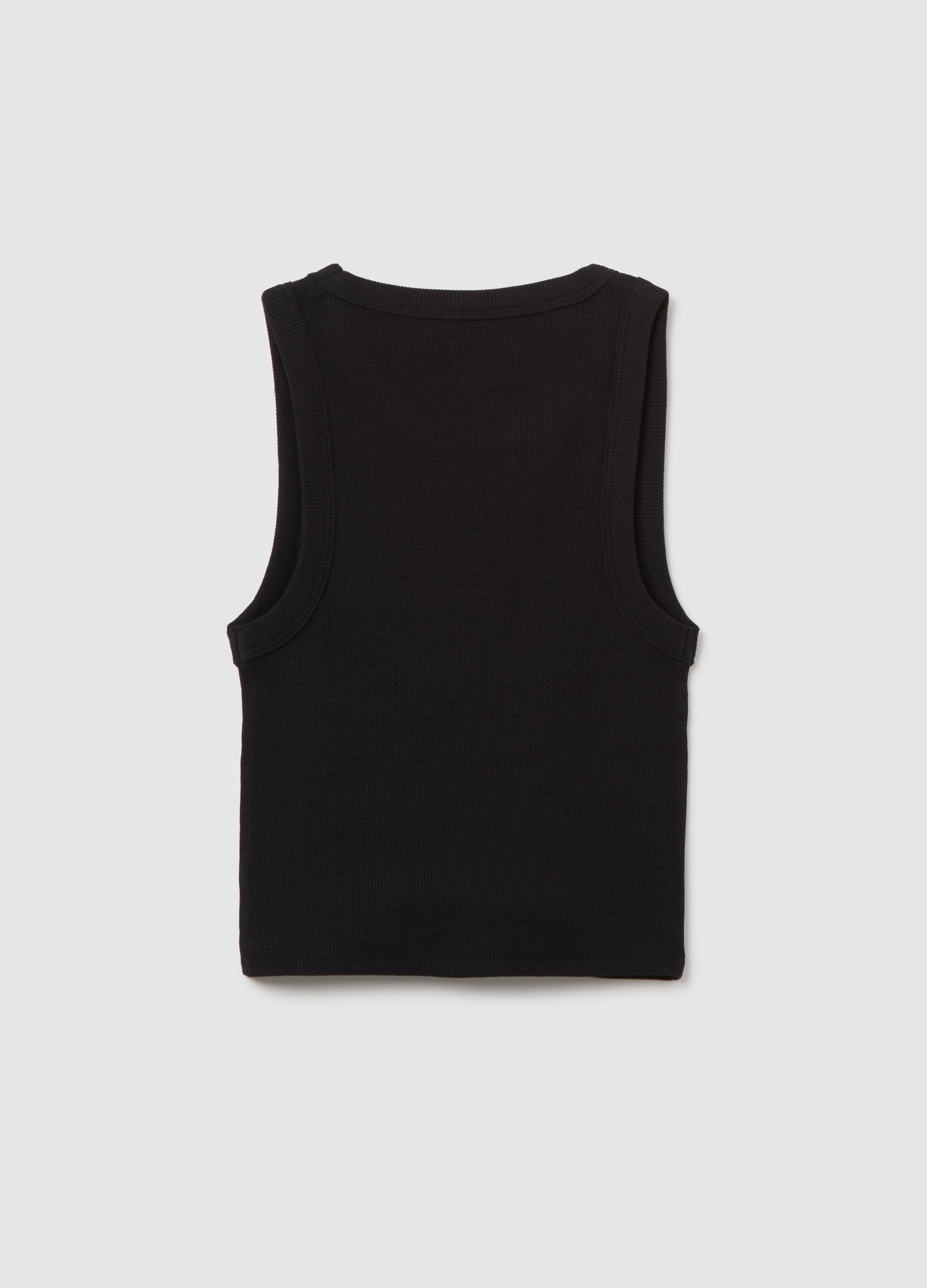 Girls' Black Stretch Cotton Fitted Vest