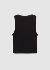 Girls' Black Stretch Cotton Fitted Vest