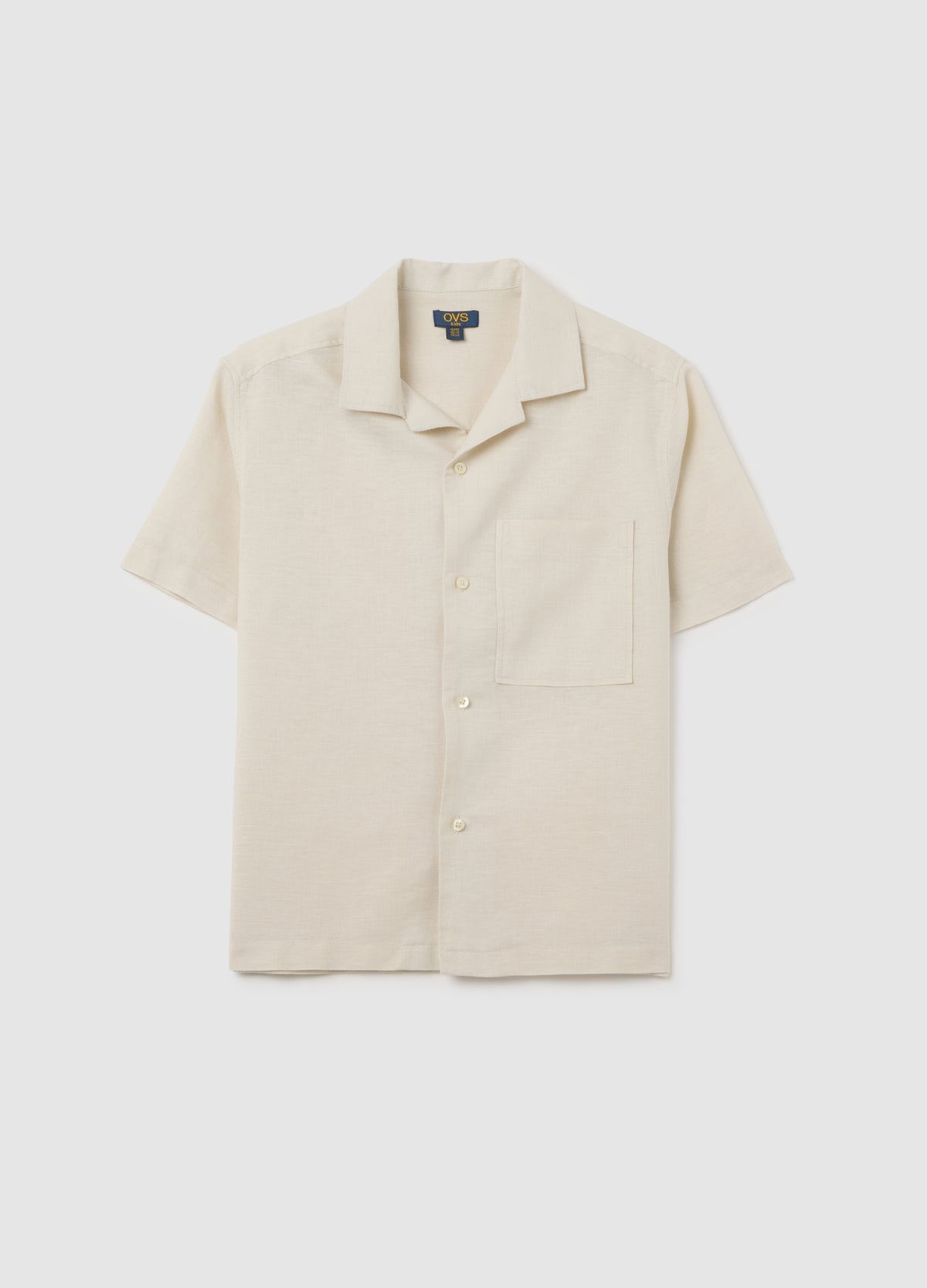 Boy'S Oversized Beige Linen Blend Shirt