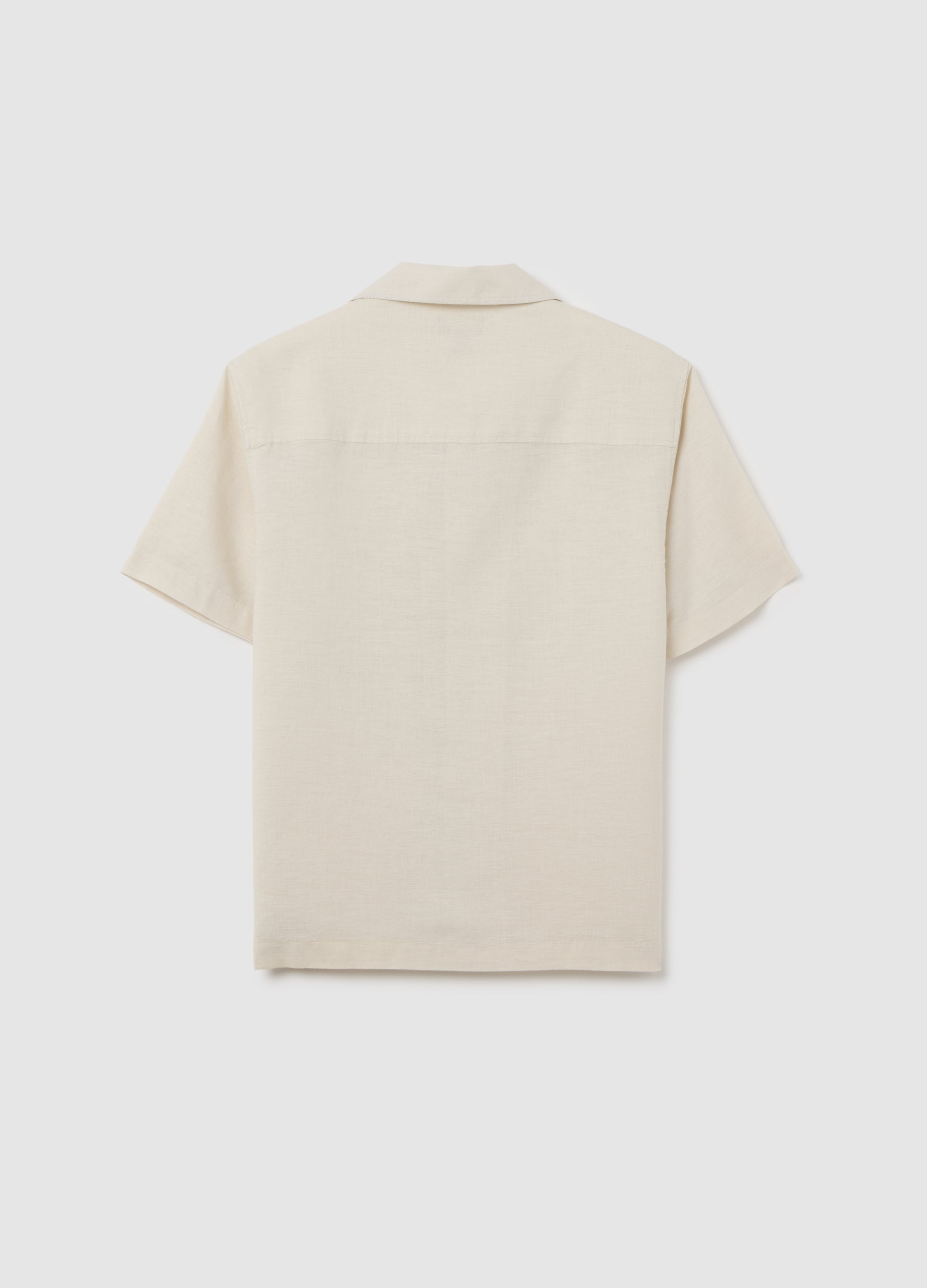 Boy'S Oversized Beige Linen Blend Shirt