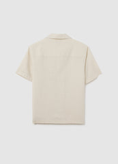 Boy'S Oversized Beige Linen Blend Shirt
