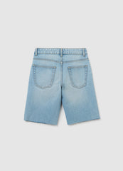 Boys' Blue Pure Cotton Bermuda Shorts, Regular Fit