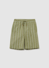 Boys' Multicolour Regular Fit Cotton And Linen Blend Shorts With Drawstring