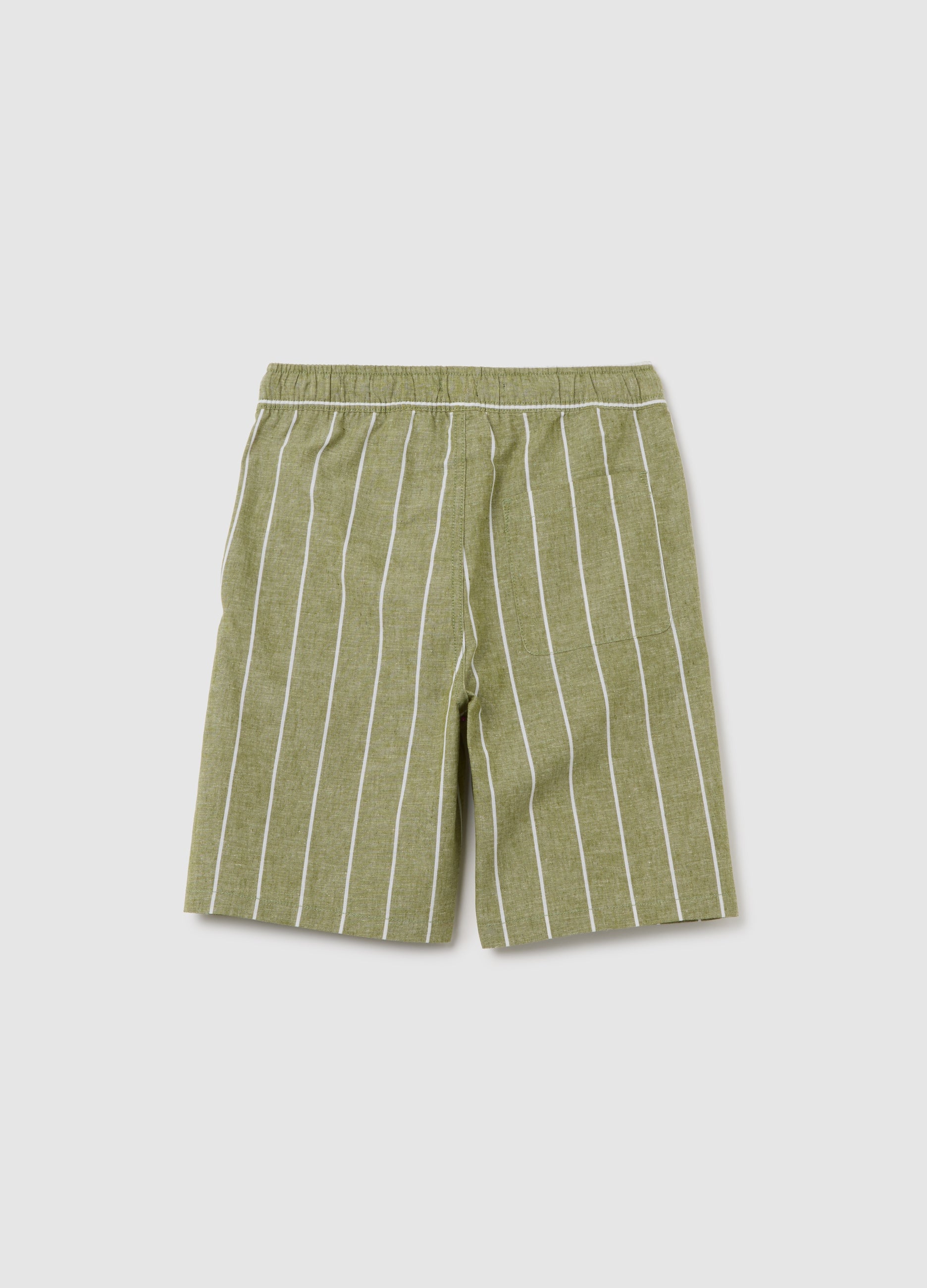 Boys' Multicolour Regular Fit Cotton And Linen Blend Shorts With Drawstring