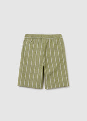 Boys' Multicolour Regular Fit Cotton And Linen Blend Shorts With Drawstring