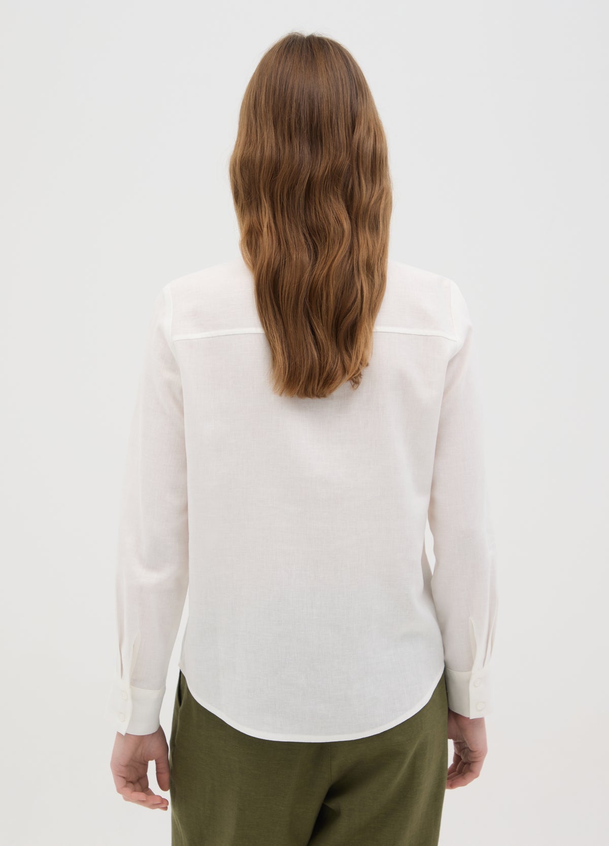 Women'S White Regular Fit Linen Blend Shirt
