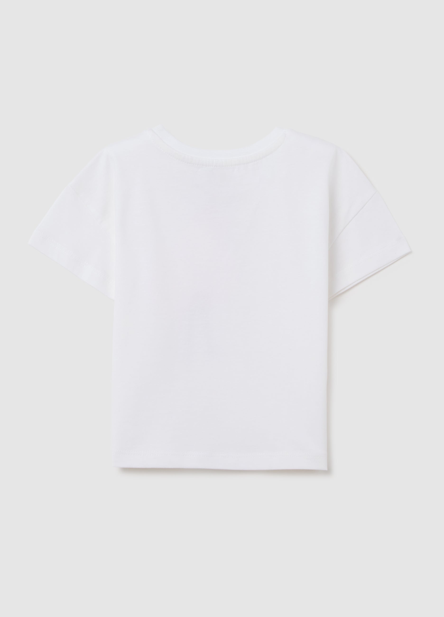 White Pure Cotton Girl'S T-Shirt Boxy Fit With Print