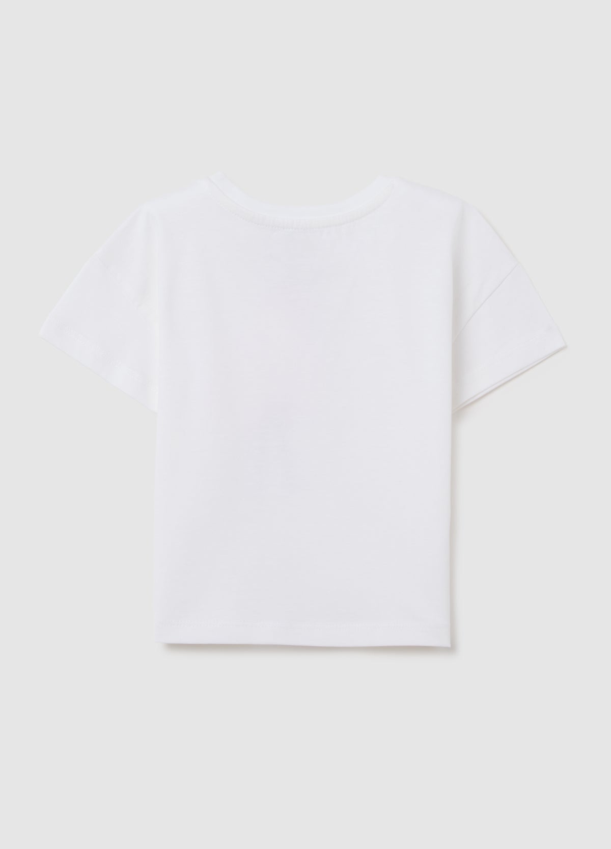 White Pure Cotton Girl'S T-Shirt Boxy Fit With Print
