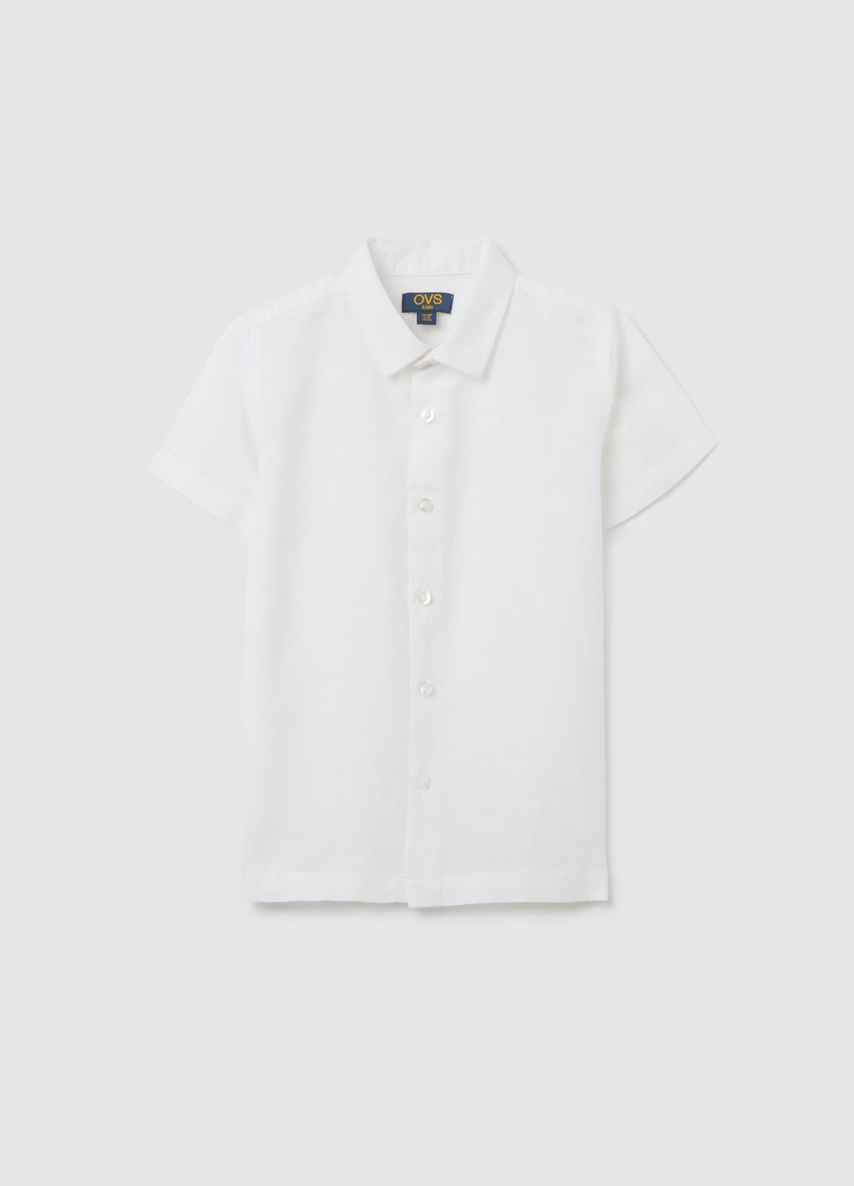 White Regular Fit Linen-Cotton Blend Child'S Shirt With Buttons