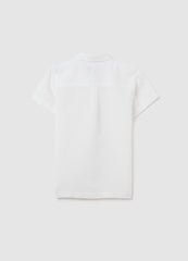 White Regular Fit Linen-Cotton Blend Child'S Shirt With Buttons