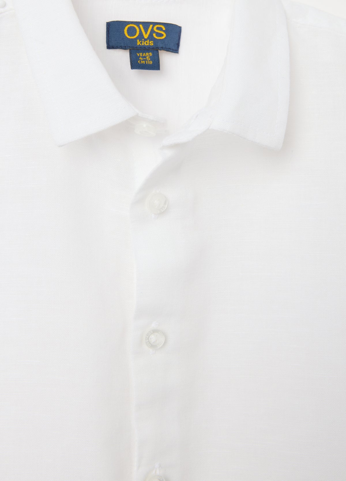 White Regular Fit Linen-Cotton Blend Child'S Shirt With Buttons