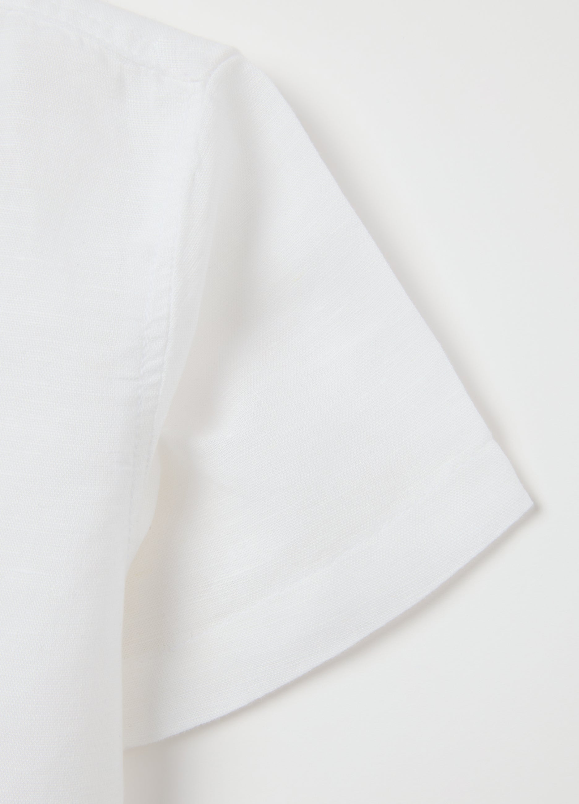 White Regular Fit Linen-Cotton Blend Child'S Shirt With Buttons