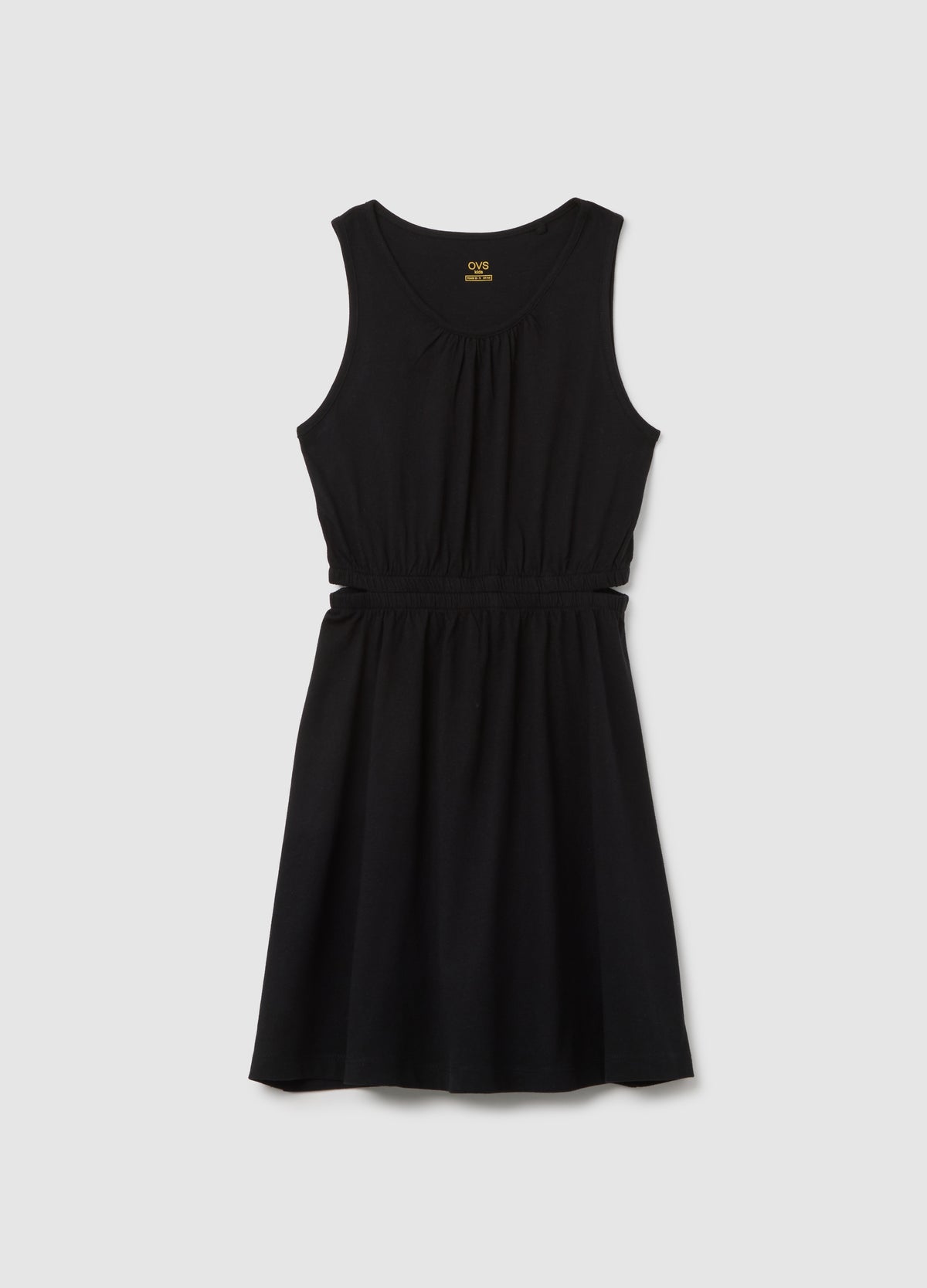 Girl'S Sleeveless Black Regular Fit Dress In Pure Cotton