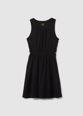 Girl'S Sleeveless Black Regular Fit Dress In Pure Cotton
