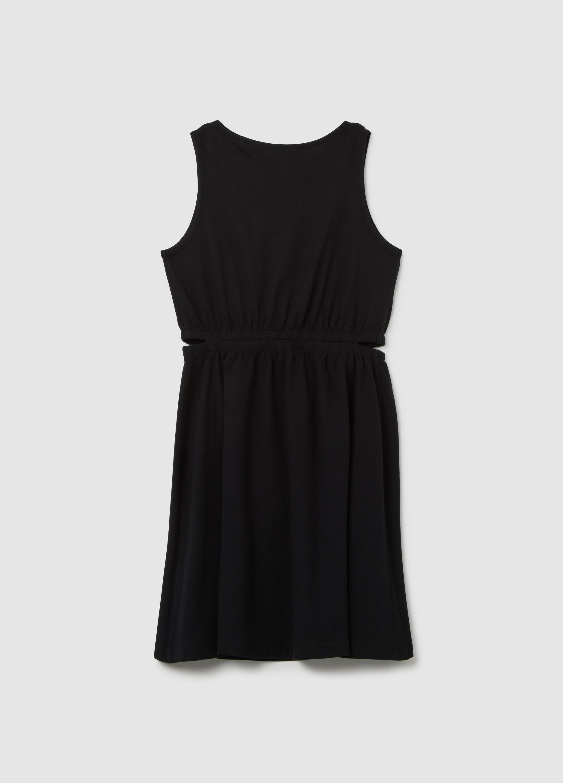 Girl'S Sleeveless Black Regular Fit Dress In Pure Cotton