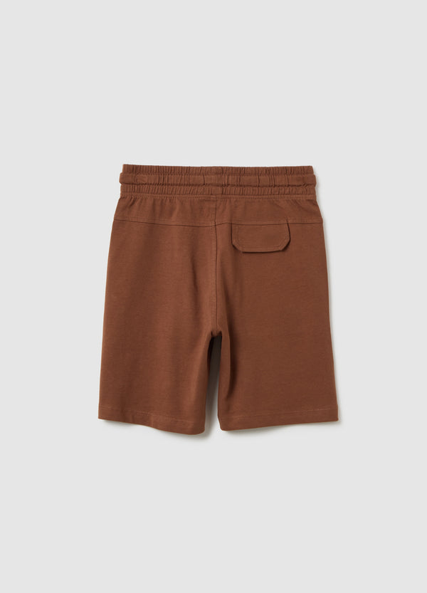 OVS Children'S Brown Pure Cotton Shorts, Regular Fit With Print