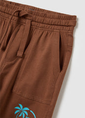OVS Children'S Brown Pure Cotton Shorts, Regular Fit With Print