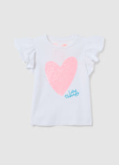 Girls' White Stretch Cotton T-Shirt