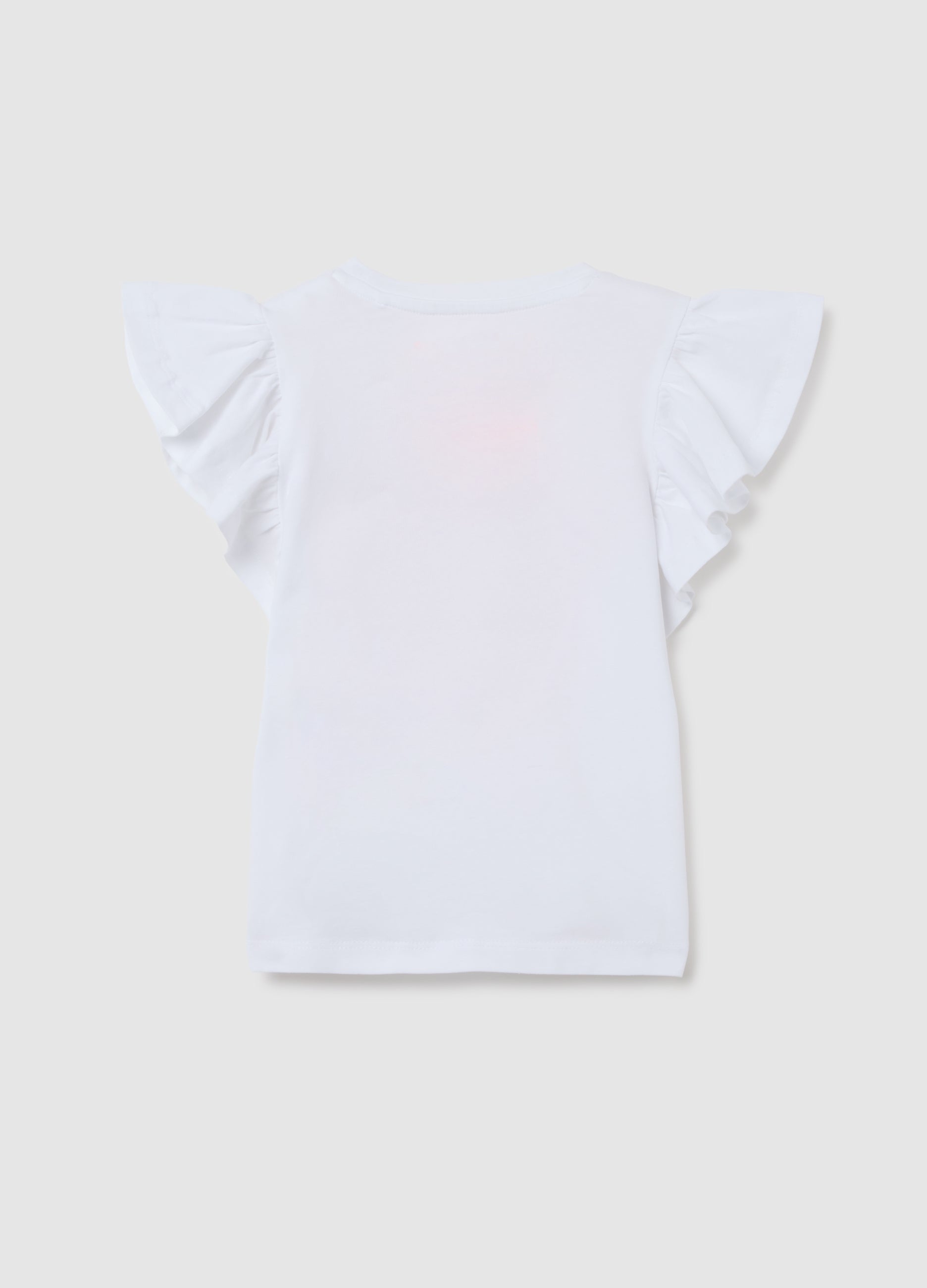 Girls' White Stretch Cotton T-Shirt