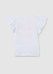 Girls' White Stretch Cotton T-Shirt