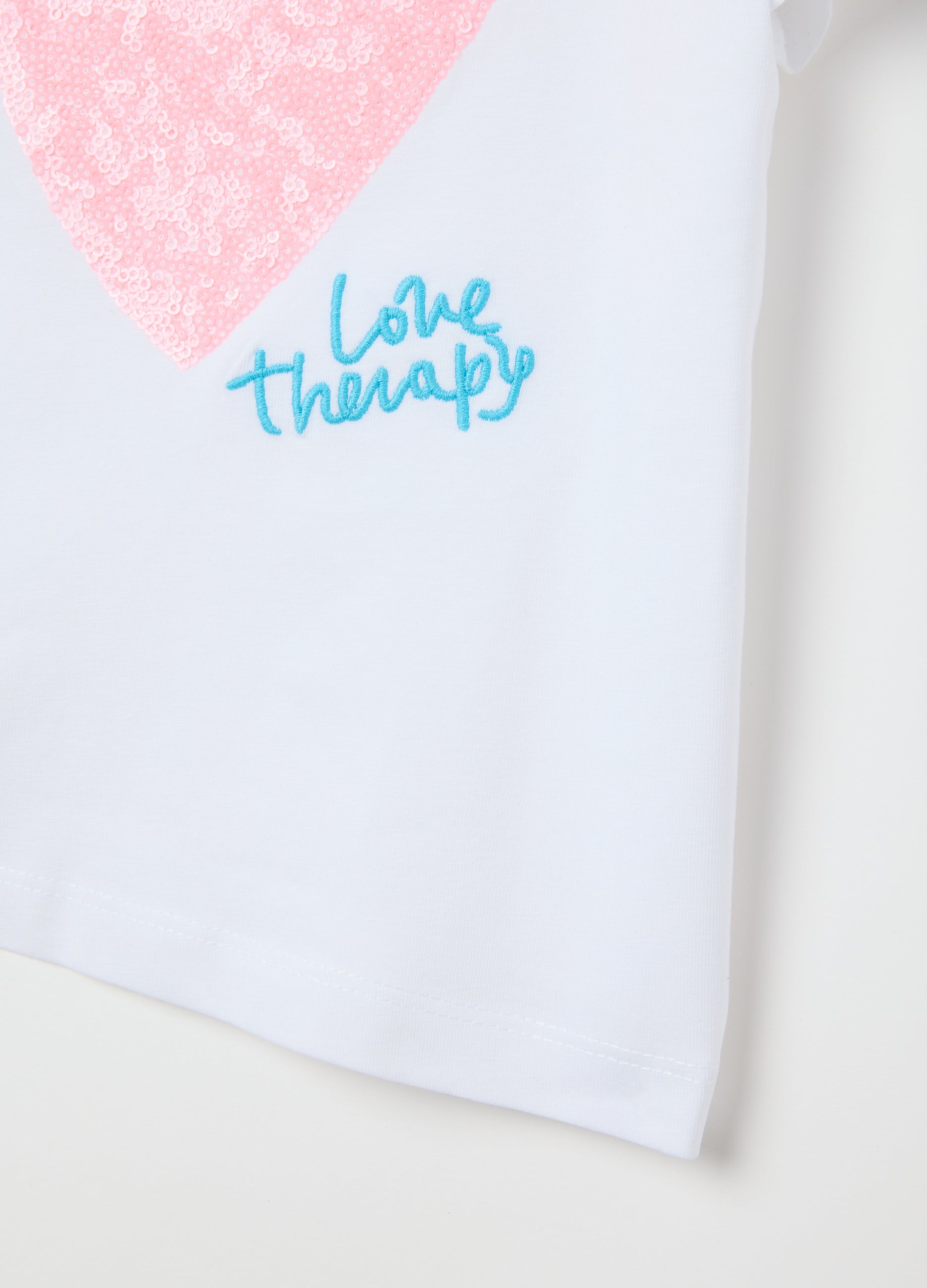 Girls' White Stretch Cotton T-Shirt