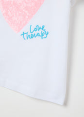 Girls' White Stretch Cotton T-Shirt