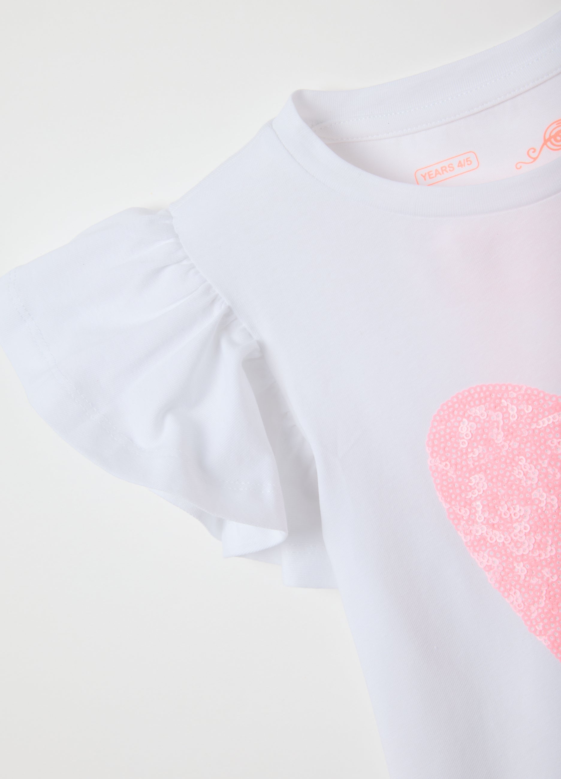 Girls' White Stretch Cotton T-Shirt