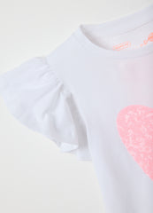 Girls' White Stretch Cotton T-Shirt