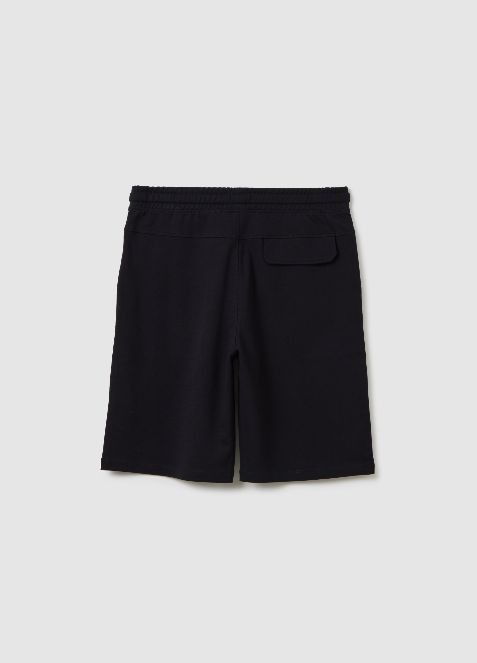 Boy'S Regular Fit Pure Cotton Black Shorts With Logo