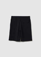 Boy'S Regular Fit Pure Cotton Black Shorts With Logo