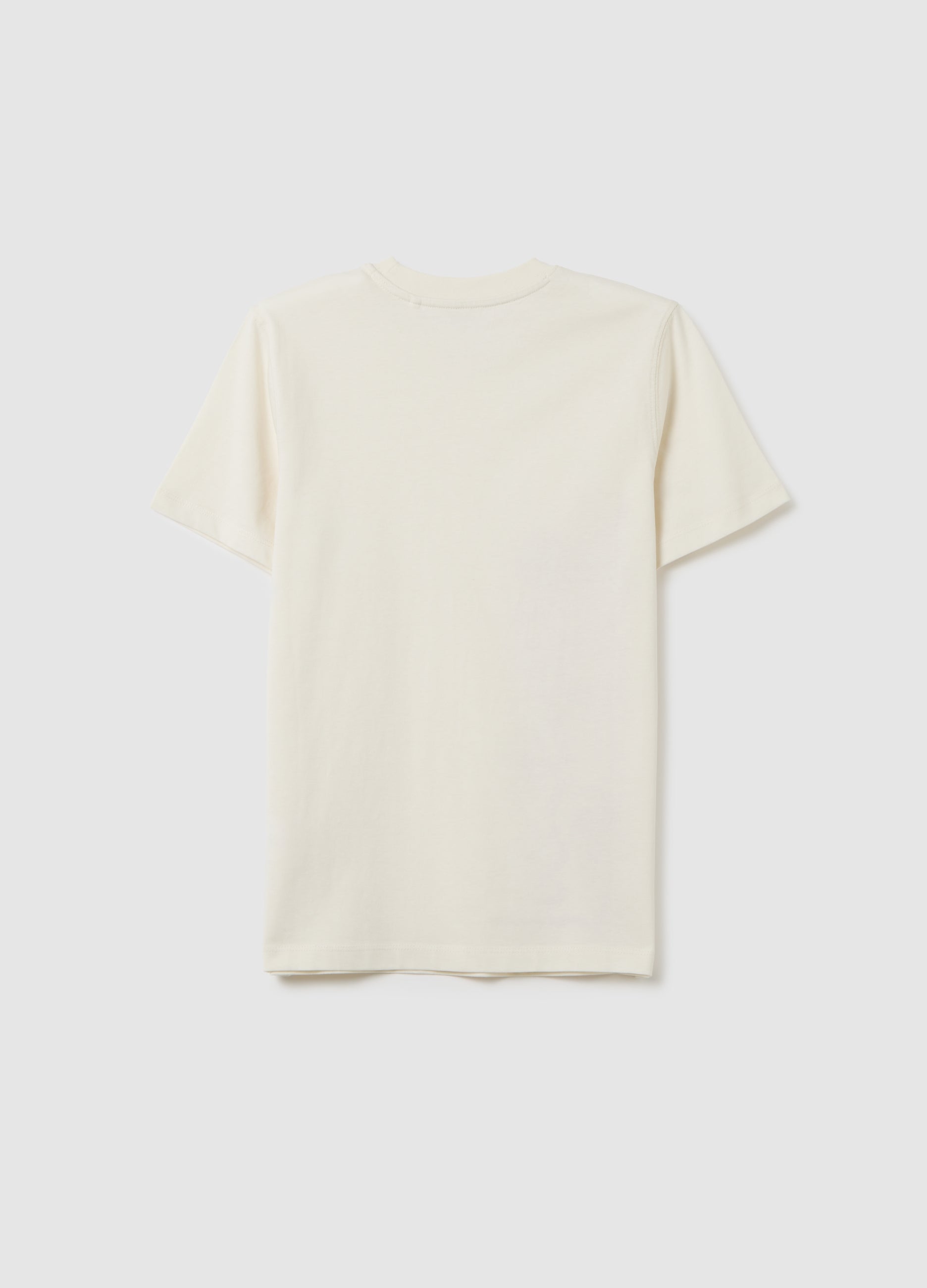 White Pure Cotton Boy’S T-Shirt, Regular Fit With Print