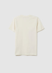 White Pure Cotton Boy’S T-Shirt, Regular Fit With Print