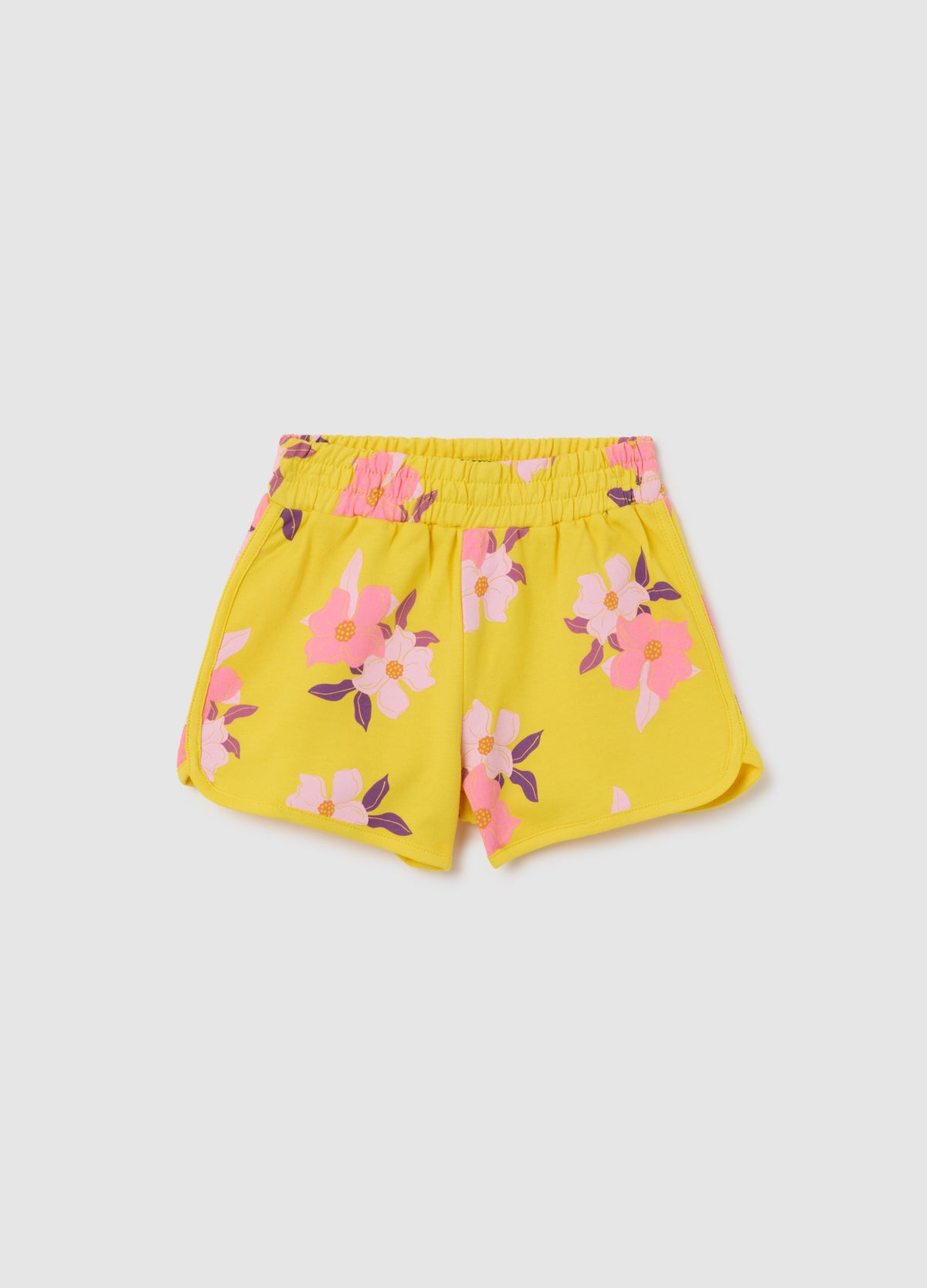 Girls' Yellow Cotton Shorts - Regular Fit