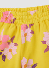 Girls' Yellow Cotton Shorts - Regular Fit