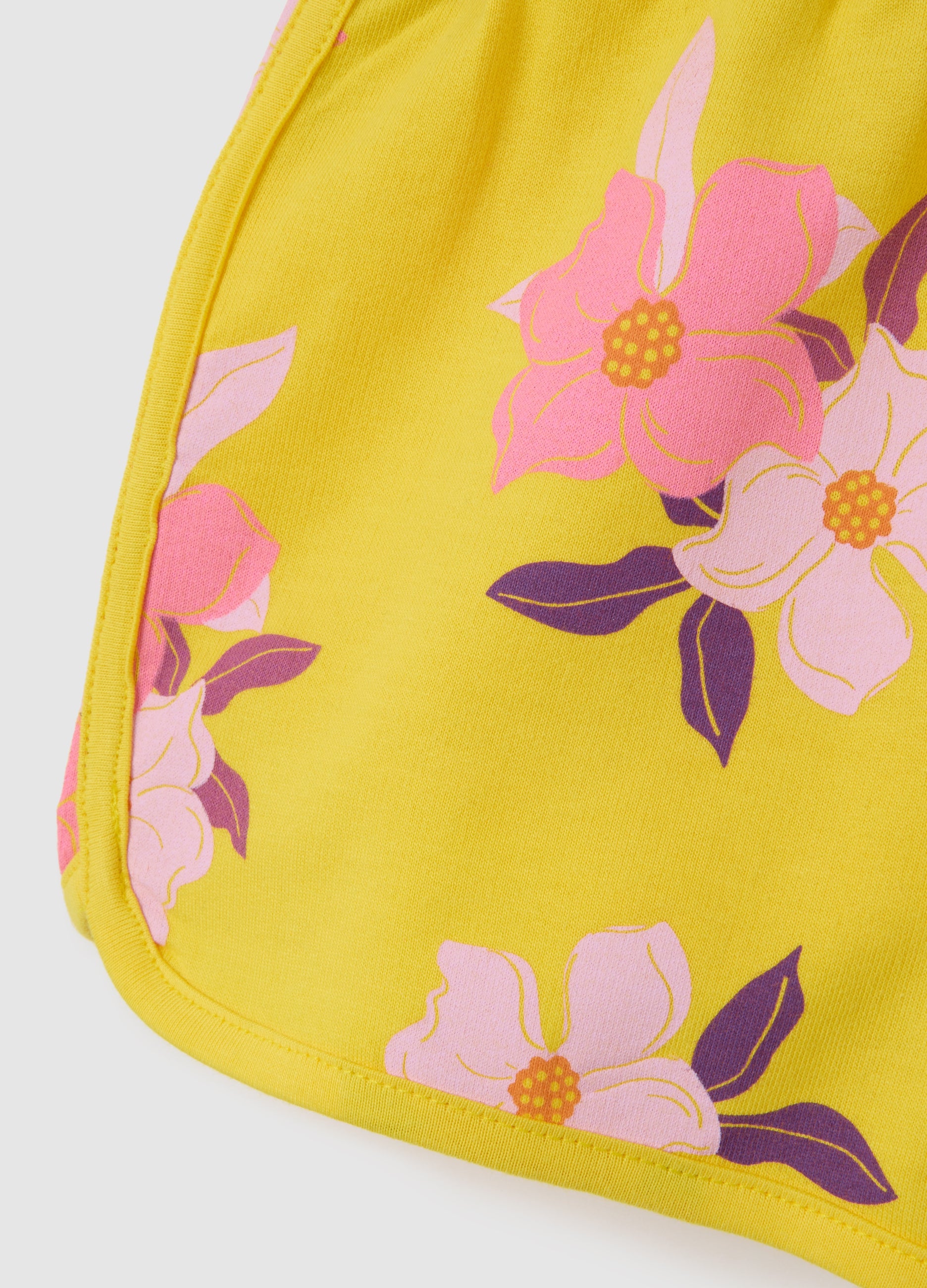 Girls' Yellow Cotton Shorts - Regular Fit