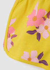 Girls' Yellow Cotton Shorts - Regular Fit